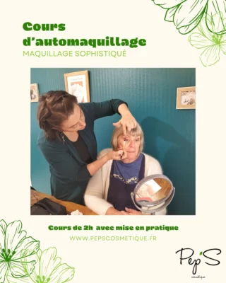 ✨ Cours d’auto maquillage ✨

Vous souhaitez apprendre à sublimer votre visage tout en révélant votre beauté naturelle ? 🌸

Ce cours individuel est fait pour vous !

Faites comme Patricia et apprenez des techniques de maquillage qui vous ressemble.
Lors de ce cours de 2h, elle a appris à faire un regard dégradé, à sublimer son teint et mettre en valeur ses lèvres.💄 (personnalisé selon vos envies)

Laure vous guide pas à pas dans un cadre chaleureux et bienveillant.👩‍🏫
Elle analyse votre trousse de maquillage et vous propose des techniques adaptées à la forme de votre visage et à votre carnation. Elle vous montre comment créer un maquillage léger pour le quotidien ou plus sophistiqué pour des occasions spéciales.
 
Repartez avec des astuces, des conseils personnalisés, votre livret et un sublime maquillage réalisé par vos soins ! 🎁
 
📅 Réservez dès maintenant votre cours !
Maquillage journée 1h30 : 110€
Maquillage sophistiqué 2h : 135€

Pep’Sment vôtre...

Laure & Lucie 🌿

💻www.pepscosmetique.fr
☎06.78.07.26.74
📩peps.cosmetique@lilo.org
📍20 Rue Sadi Carnot, Pont-Audemer 27500

#AutoMaquillage #BeauteNaturelle #InstitutBienEtre #MaquillageFacile #ApprendreLeMaquillage #coursmaquillage @zaomakeup_official #zaomakeup #miseenbeaute